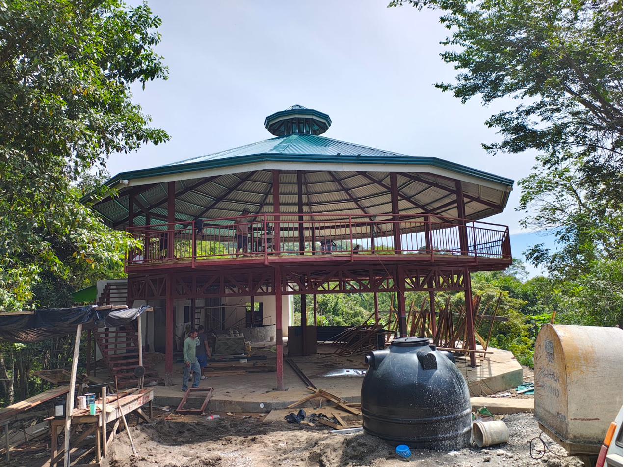 Yoga deck with hot tub